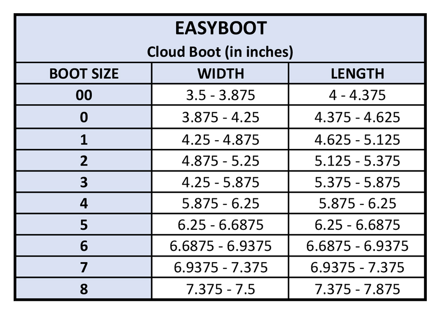 Easyboot Cloud Sizes 58